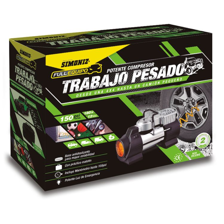 Inflador de llantas Compresor SIMONIZ Full Equipo Trabajo Pesado - Imagen 2